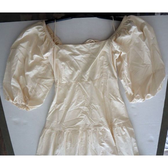 L*Space BAHDR22 Women's Sz Large Cream Bahia Open Back Peasant Maxi Dress $187 - Picture 9 of 13